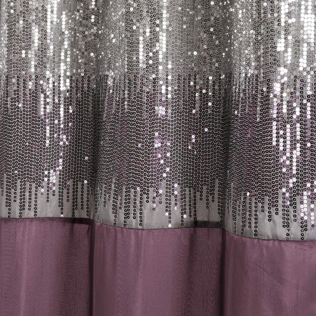 Night Sky Shower Curtain, Single, 72" W X 72" L, Gray & Purple - Sequin Shower Curtain - Sparkly Color Block Bath Curtain - Modern Glam Bathroom Decor
