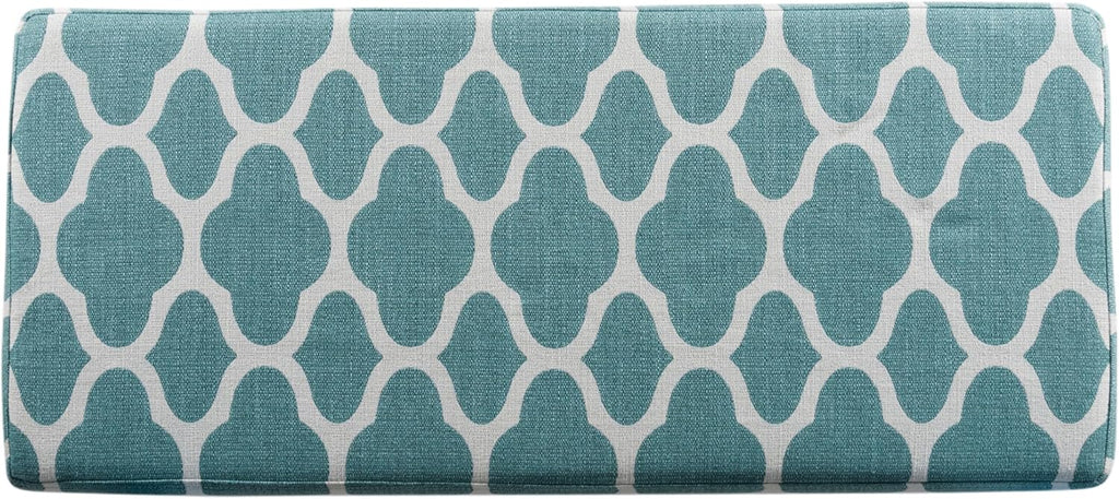 36" Storage Ottoman Bench with Hinged Lid - Teal Blue Geometric