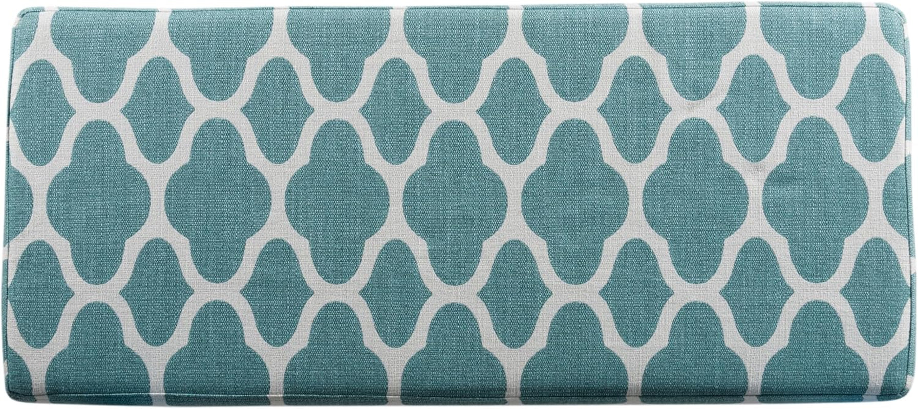 36" Storage Ottoman Bench with Hinged Lid - Teal Blue Geometric