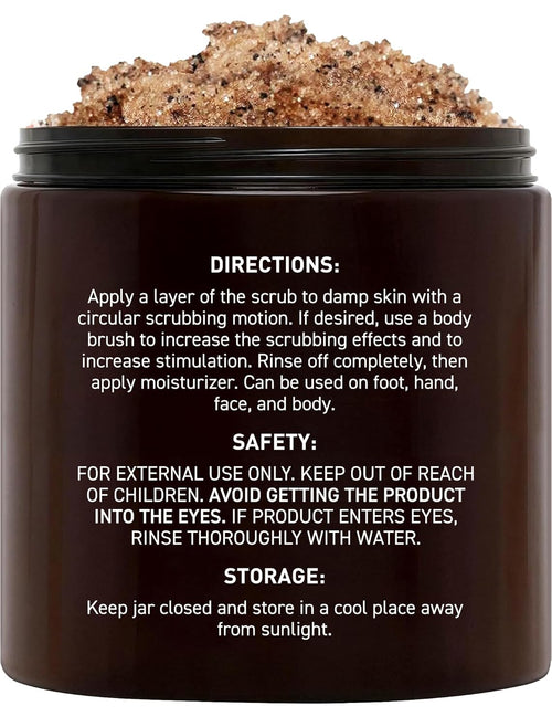 Arabica Coffee Body Scrub - Moisturizing and Exfoliating for Body, Face, Hand, Foot - Fights Stretch Marks, Fine Lines, Wrinkles - Great Gifts for Women & Men - 10 Oz