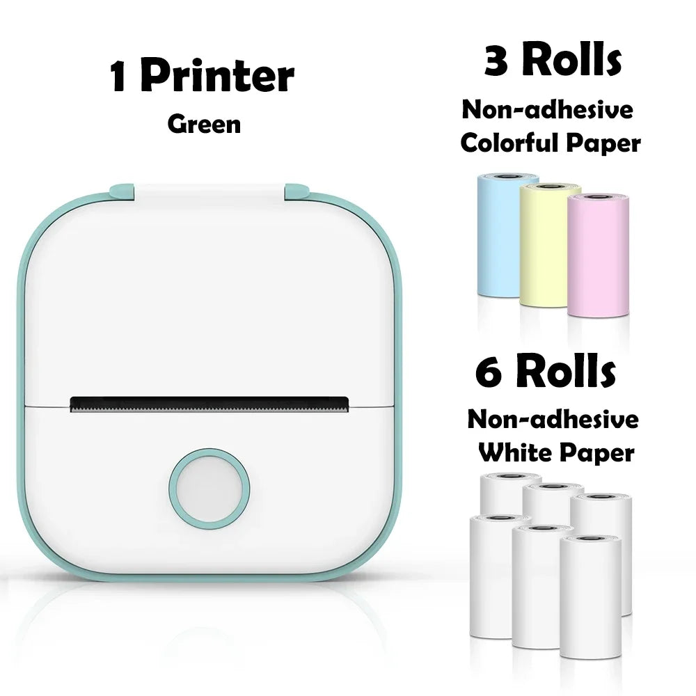 T02 Mini Thermal Printer Wireless Mini Pocket Printer, Adhesive Sticker Printer for DIY, Journal, Student Birthday Gift