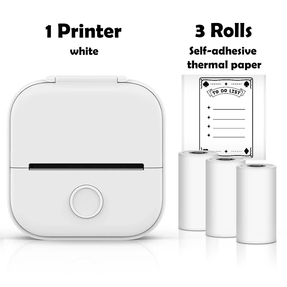 T02 Mini Thermal Printer Wireless Mini Pocket Printer, Adhesive Sticker Printer for DIY, Journal, Student Birthday Gift