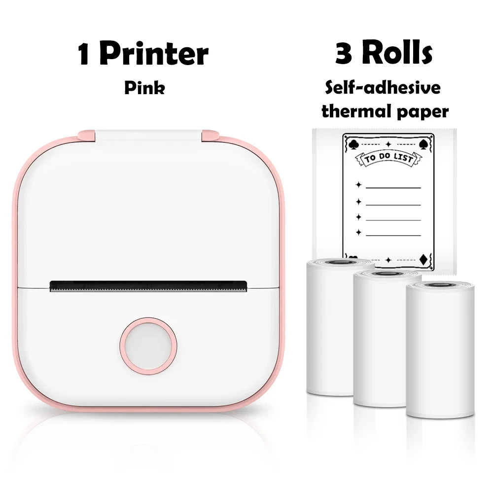 T02 Mini Thermal Printer Wireless Mini Pocket Printer, Adhesive Sticker Printer for DIY, Journal, Student Birthday Gift