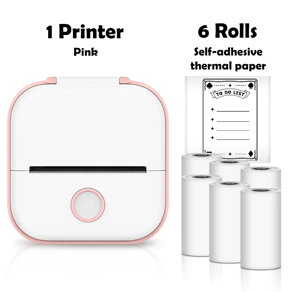T02 Mini Thermal Printer Wireless Mini Pocket Printer, Adhesive Sticker Printer for DIY, Journal, Student Birthday Gift