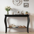 39" Narrow Entryway Table with Storage Shelf, Black | Console Table with Curved Legs, Chic Accent Sofa Table with Shelves for Entryway, Living Room, Hallway
