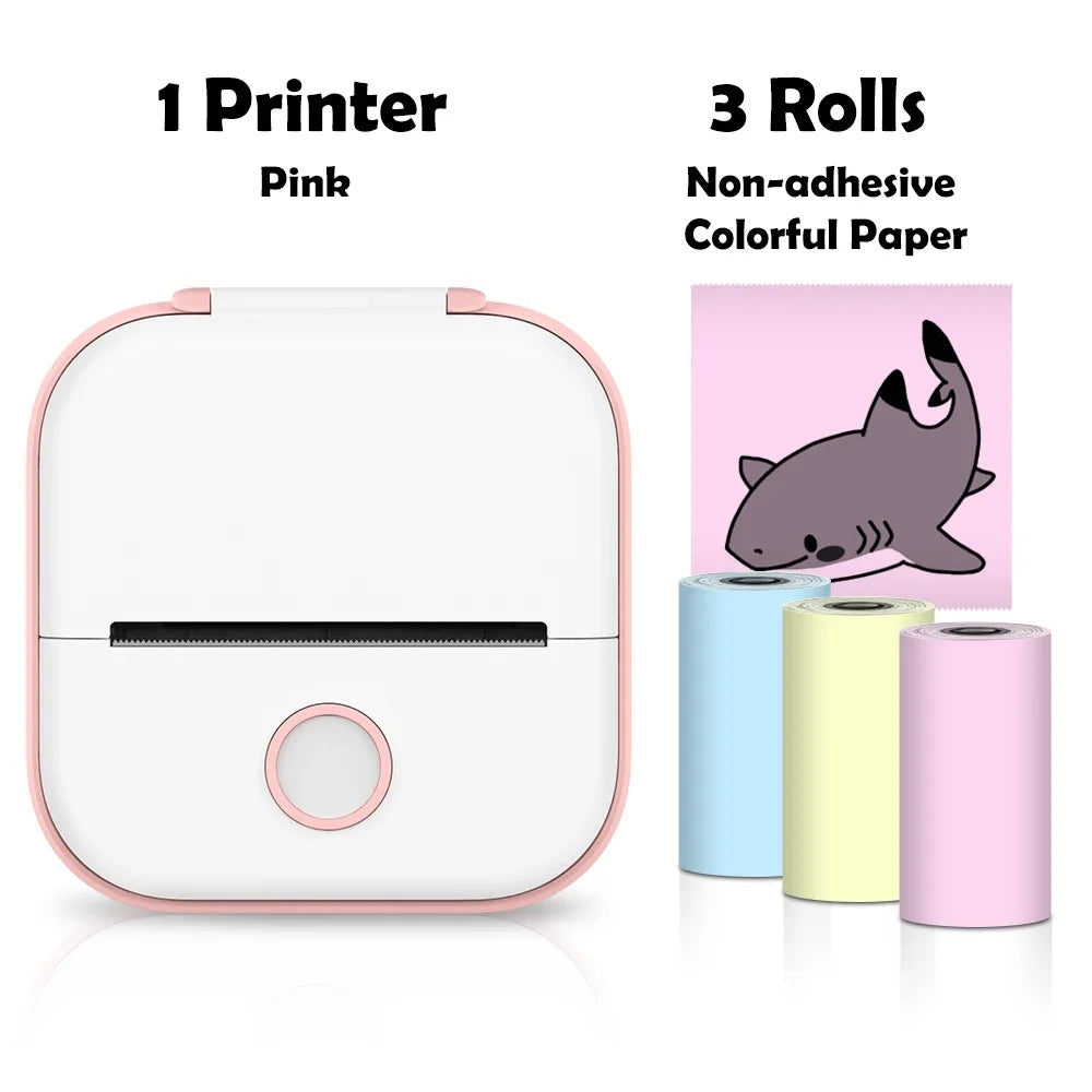 T02 Mini Thermal Printer Wireless Mini Pocket Printer, Adhesive Sticker Printer for DIY, Journal, Student Birthday Gift