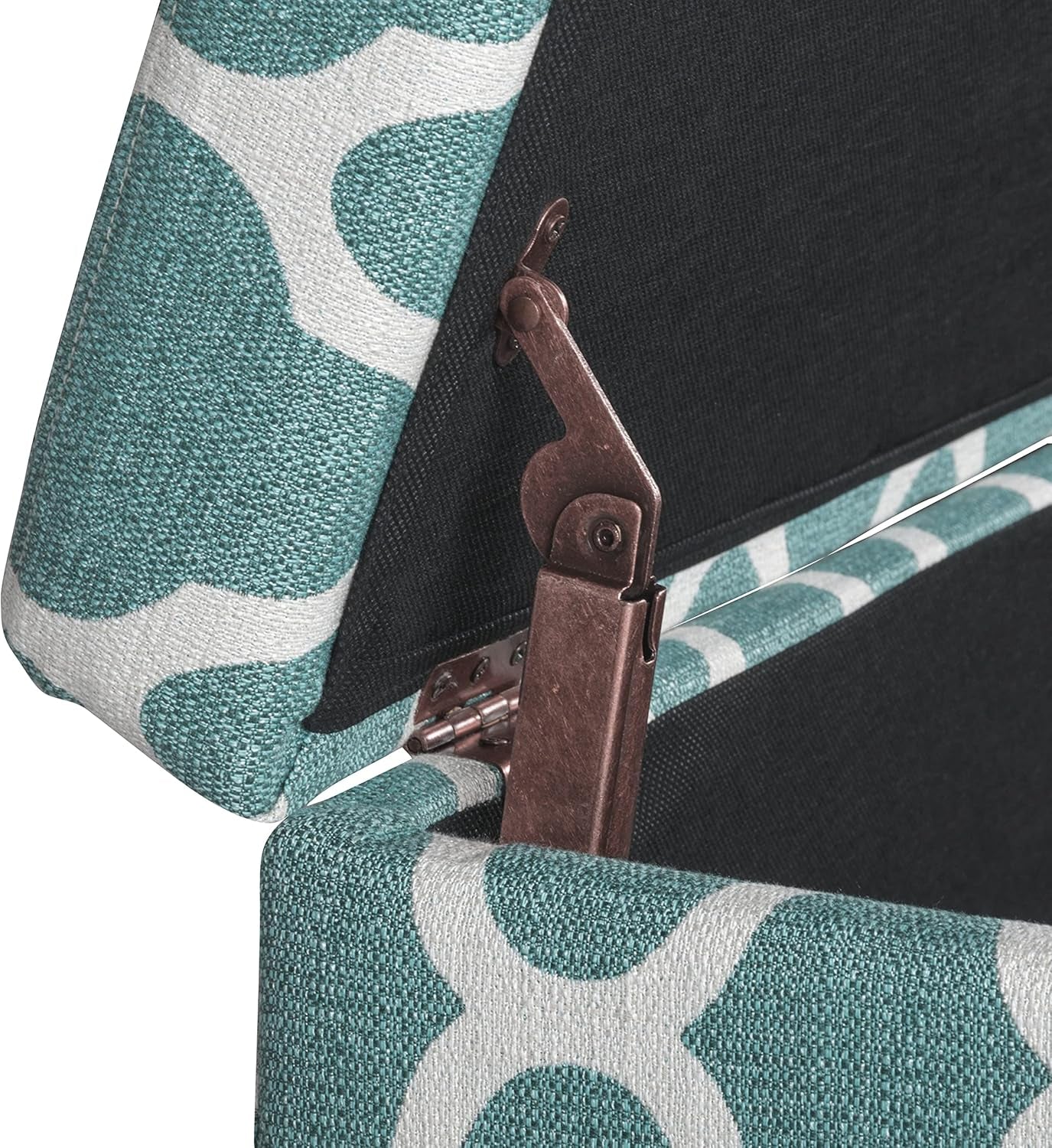 36" Storage Ottoman Bench with Hinged Lid - Teal Blue Geometric