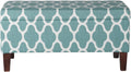 36" Storage Ottoman Bench with Hinged Lid - Teal Blue Geometric