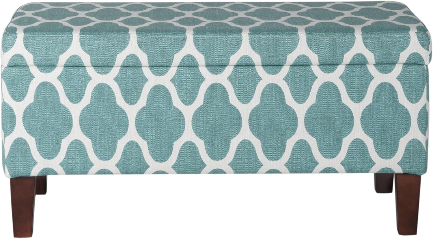 36" Storage Ottoman Bench with Hinged Lid - Teal Blue Geometric